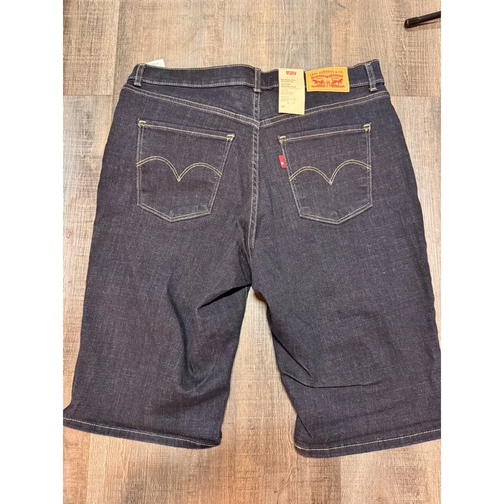 Levis Bermuda Shorts Womens 30 Dark Indigo Mid Rise Slim Fit Denim 2996900160